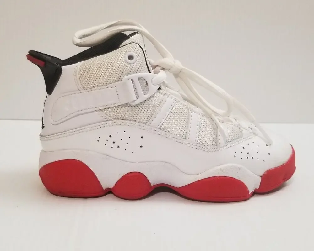 Nike Jordan 6 Rings Youth Sz 10.5 White/University Red Athletic Shoes 323432-160